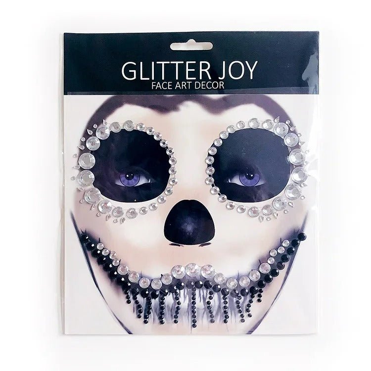 Halloween Face Stickers - Party Horror Grimace Decorations, Acrylic Gem Temporary Tattoo Stickers