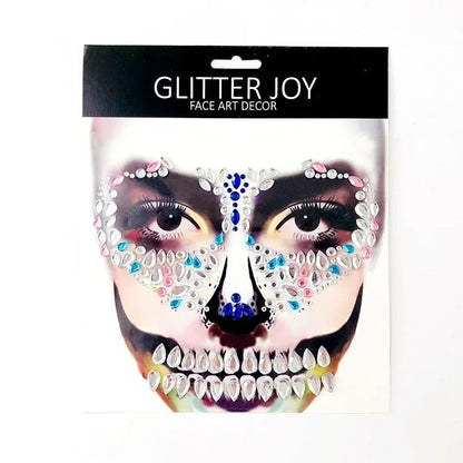 Halloween Face Stickers - Party Horror Grimace Decorations, Acrylic Gem Temporary Tattoo Stickers