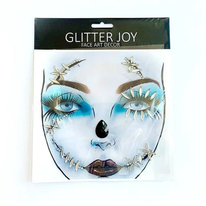 Halloween Face Stickers - Party Horror Grimace Decorations, Acrylic Gem Temporary Tattoo Stickers