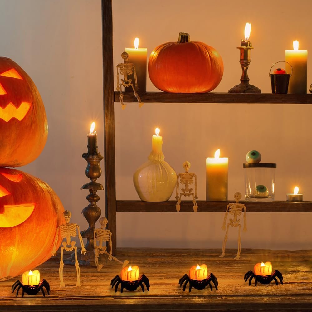 Halloween Festival Atmosphere Creative Halloween Spider Candle Ornaments - Candle Light Eye-catching Halloween Light Props