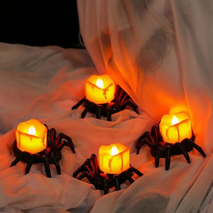 Halloween Festival Atmosphere Creative Halloween Spider Candle Ornaments - Candle Light Eye-catching Halloween Light Props