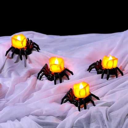 Halloween Festival Atmosphere Creative Halloween Spider Candle Ornaments - Candle Light Eye-catching Halloween Light Props