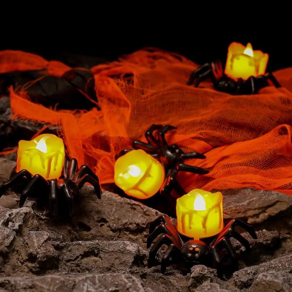Halloween Festival Atmosphere Creative Halloween Spider Candle Ornaments - Candle Light Eye-catching Halloween Light Props