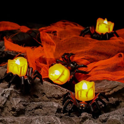Halloween Festival Atmosphere Creative Halloween Spider Candle Ornaments - Candle Light Eye-catching Halloween Light Props