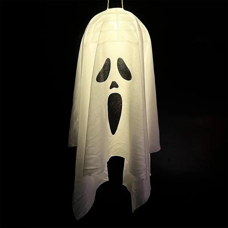 Halloween Ghost Windsock - Cute Flying Screaming Face Ghost with LED Light, Hanging Party Glowing Spooky Lamp, Horror Prop for Home and Bar Decor