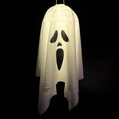 Halloween Ghost Windsock - Cute Flying Screaming Face Ghost with LED Light, Hanging Party Glowing Spooky Lamp, Horror Prop for Home and Bar Decor