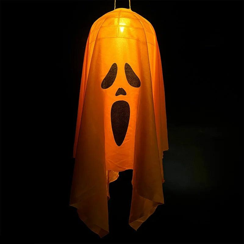 Halloween Ghost Windsock - Cute Flying Screaming Face Ghost with LED Light, Hanging Party Glowing Spooky Lamp, Horror Prop for Home and Bar Decor