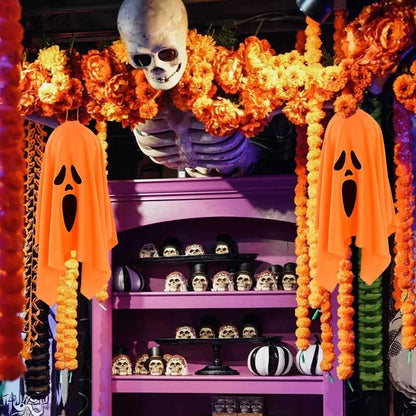 Halloween Ghost Windsock - Cute Flying Screaming Face Ghost with LED Light, Hanging Party Glowing Spooky Lamp, Horror Prop for Home and Bar Decor