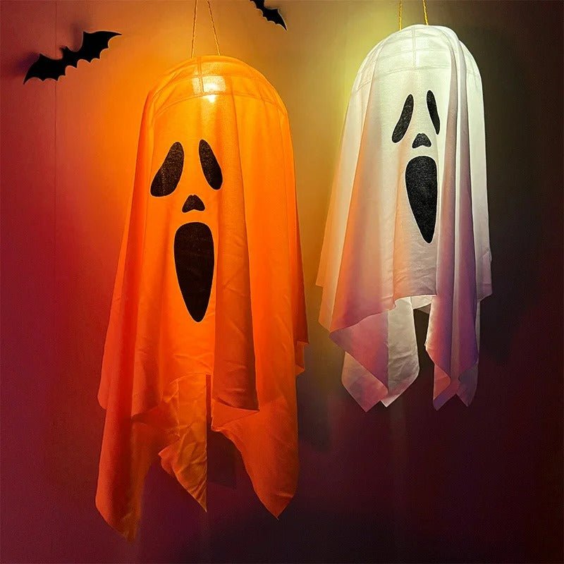 Halloween Ghost Windsock - Cute Flying Screaming Face Ghost with LED Light, Hanging Party Glowing Spooky Lamp, Horror Prop for Home and Bar Decor
