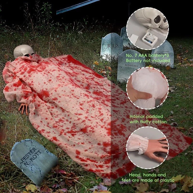 Halloween Horror Voice-Activated Corpse - Spooky Sound & Light Specter