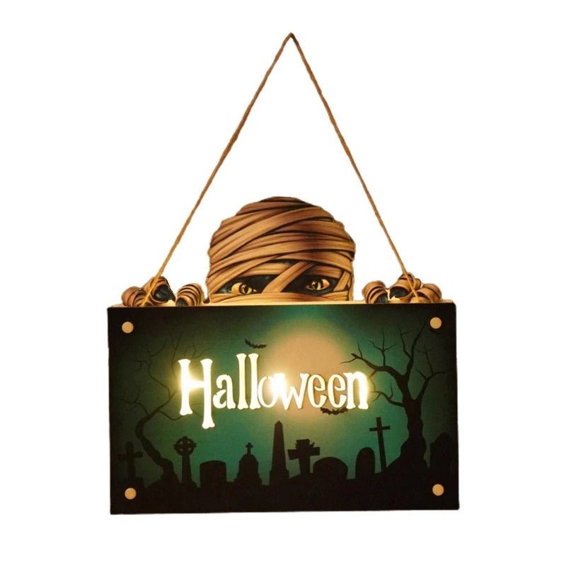 Halloween Signs House Listing Atmosphere Night Light - Wooden Door Hanging Decor