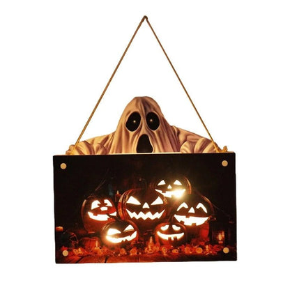 Halloween Signs House Listing Atmosphere Night Light - Wooden Door Hanging Decor
