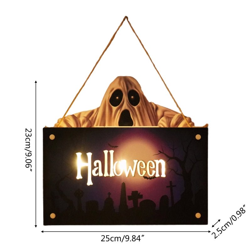 Halloween Signs House Listing Atmosphere Night Light - Wooden Door Hanging Decor