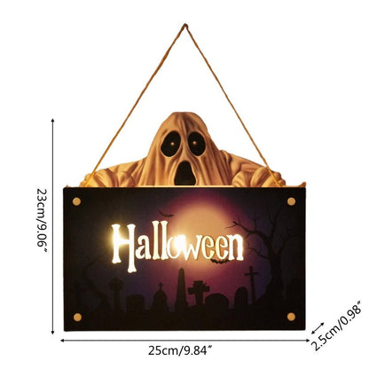 Halloween Signs House Listing Atmosphere Night Light - Wooden Door Hanging Decor