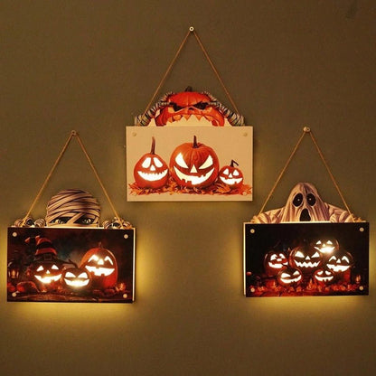 Halloween Signs House Listing Atmosphere Night Light - Wooden Door Hanging Decor