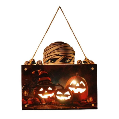 Halloween Signs House Listing Atmosphere Night Light - Wooden Door Hanging Decor
