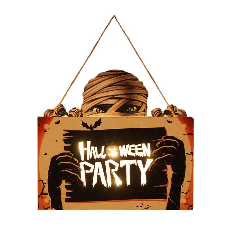 Halloween Signs House Listing Atmosphere Night Light - Wooden Door Hanging Decor
