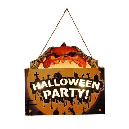 Halloween Signs House Listing Atmosphere Night Light - Wooden Door Hanging Decor