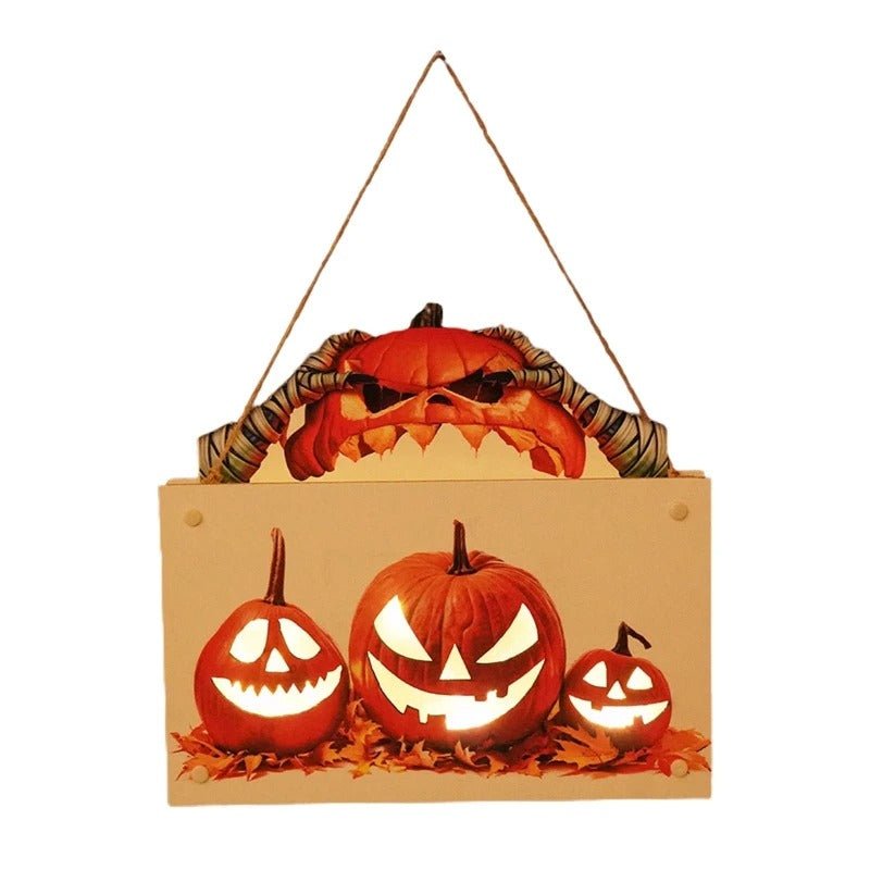 Halloween Signs House Listing Atmosphere Night Light - Wooden Door Hanging Decor