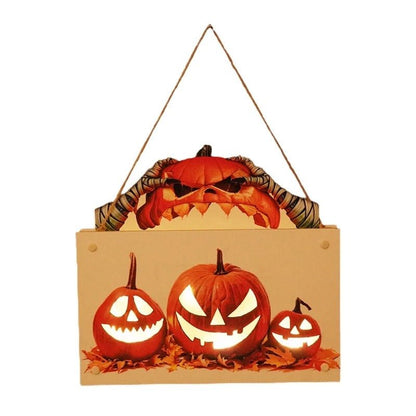 Halloween Signs House Listing Atmosphere Night Light - Wooden Door Hanging Decor