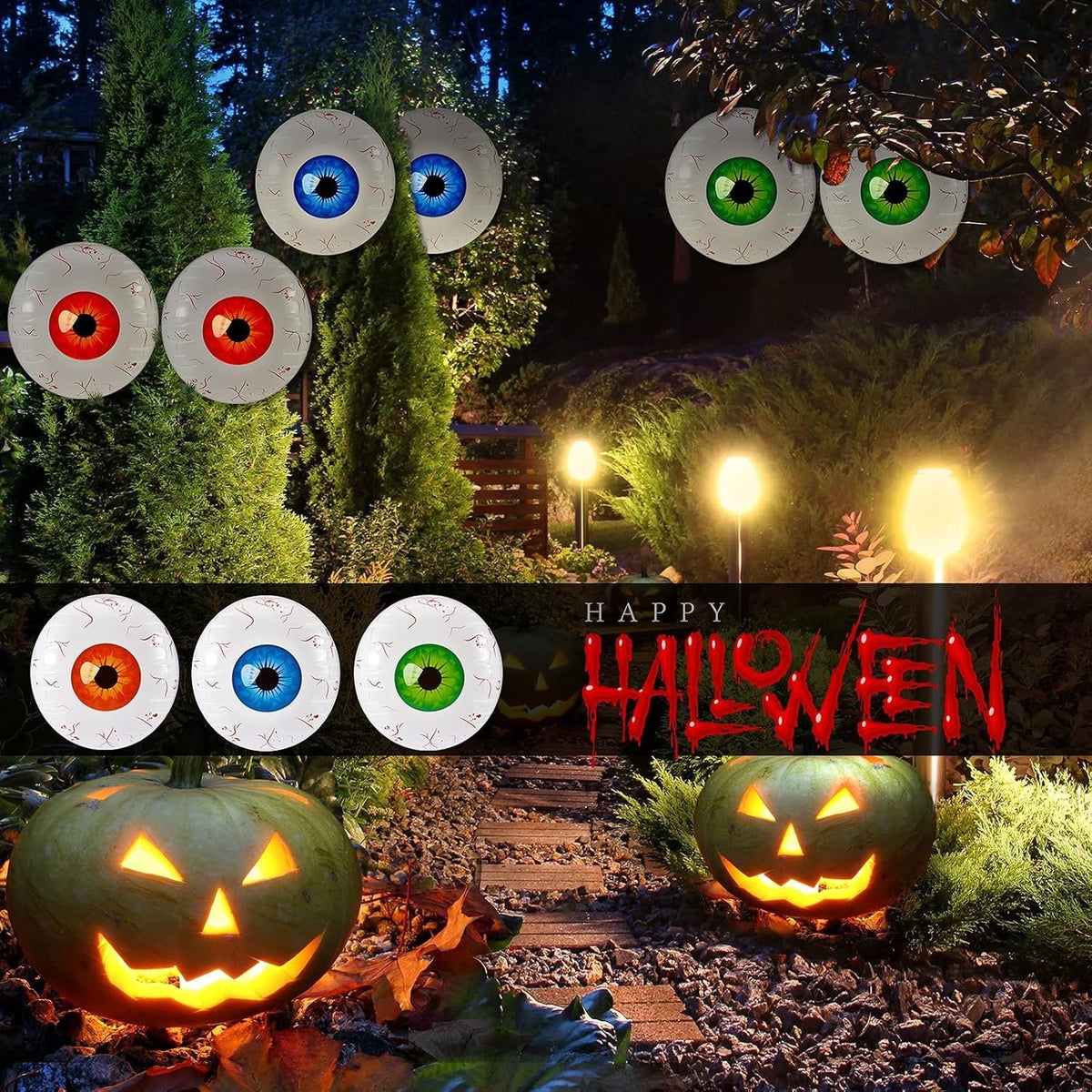 Halloween Inflatable Eyeballs - 6 Pieces Halloween Inflatable Eyeball Balloon for Indoor and Outdoor Halloween Party
