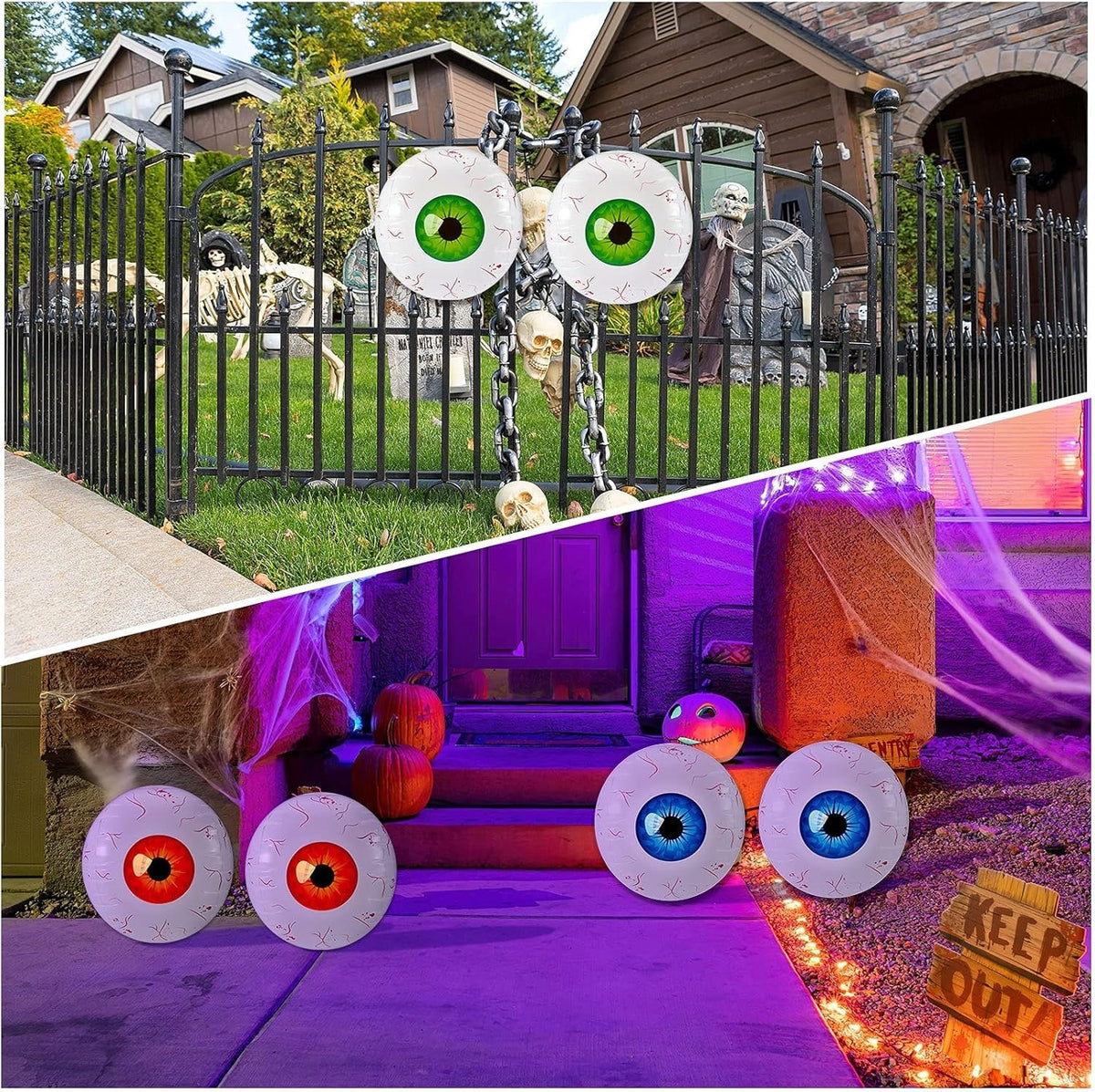 Halloween Inflatable Eyeballs - 6 Pieces Halloween Inflatable Eyeball Balloon for Indoor and Outdoor Halloween Party