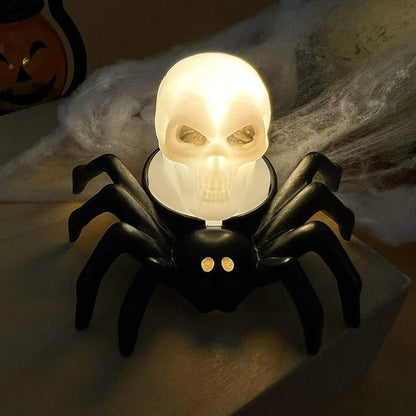 Halloween Spider Lights with Spider-Back LED Eyeball, Candle, and Skull – Haunted Decor Centerpiece