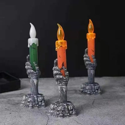 Halloween Party Decor LED Skeleton Hand Candle Holder - Candle Light Lamp for Halloween Decorations