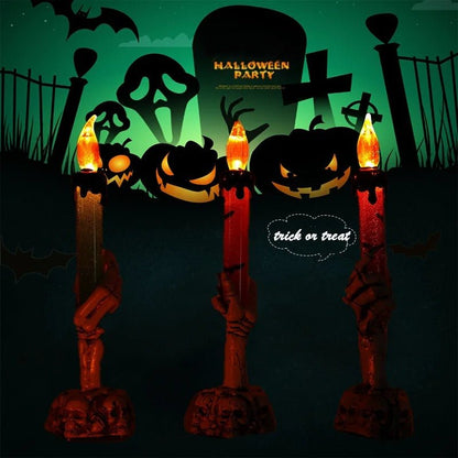 Halloween Party Decor LED Skeleton Hand Candle Holder - Candle Light Lamp for Halloween Decorations