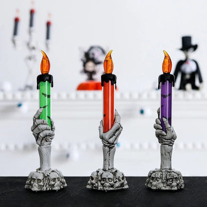 Halloween Party Decor LED Skeleton Hand Candle Holder - Candle Light Lamp for Halloween Decorations