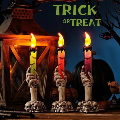 Halloween Party Decor LED Skeleton Hand Candle Holder - Candle Light Lamp for Halloween Decorations