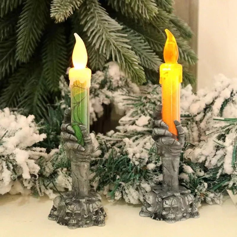 Halloween Party Decor LED Skeleton Hand Candle Holder - Candle Light Lamp for Halloween Decorations