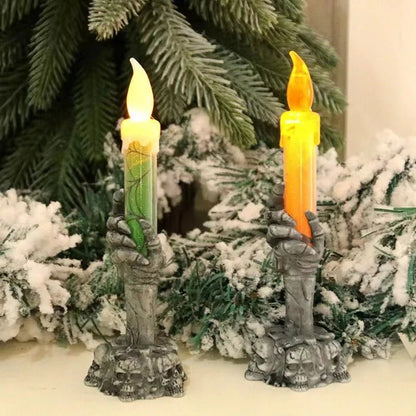 Halloween Party Decor LED Skeleton Hand Candle Holder - Candle Light Lamp for Halloween Decorations