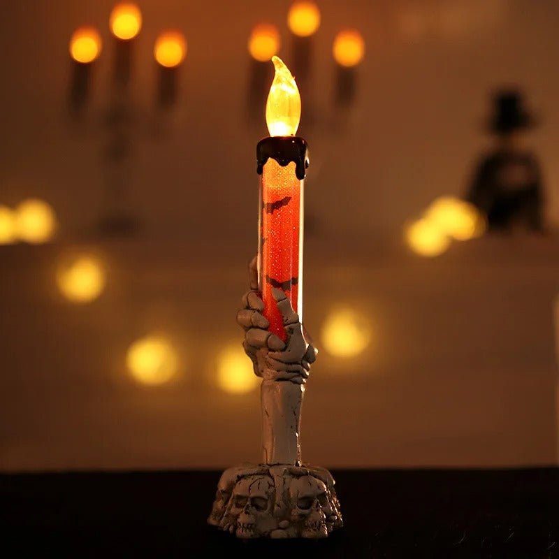 Halloween Party Decor LED Skeleton Hand Candle Holder - Candle Light Lamp for Halloween Decorations