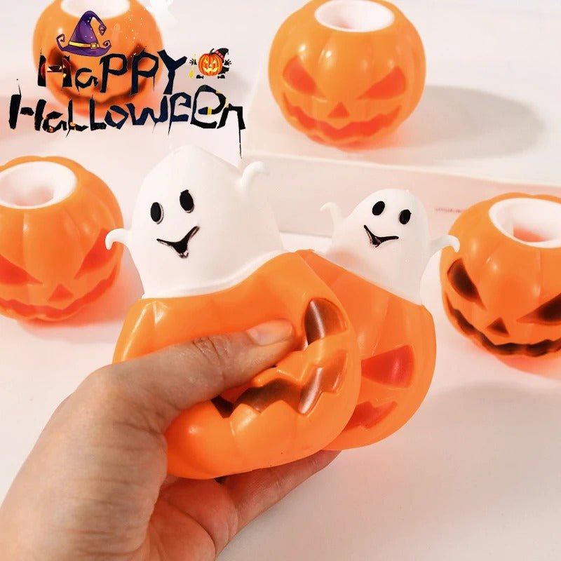 Halloween Ghost Pumpkin Stress Ball Squeeze Toy - Kids Party Favors, Stress Relief Fidget Toys, and Birthday Gifts Squishy Toys