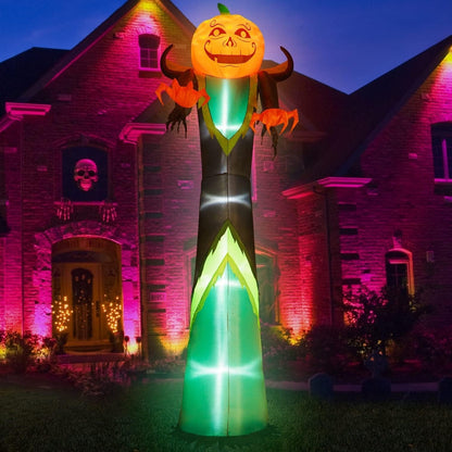 Halloween LED Giant Inflatable Pumpkin for Outdoor Decorations - 12FT Tall Pumpkin Head Man, Blow Up Halloween Decoration for Yard, Lawn, Garden Décor