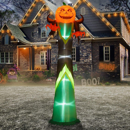 Halloween LED Giant Inflatable Pumpkin for Outdoor Decorations - 12FT Tall Pumpkin Head Man, Blow Up Halloween Decoration for Yard, Lawn, Garden Décor