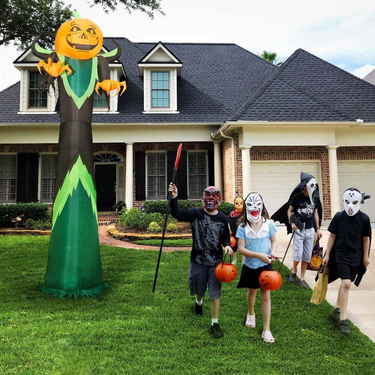 Halloween LED Giant Inflatable Pumpkin for Outdoor Decorations - 12FT Tall Pumpkin Head Man, Blow Up Halloween Decoration for Yard, Lawn, Garden Décor