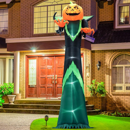 Halloween LED Giant Inflatable Pumpkin for Outdoor Decorations - 12FT Tall Pumpkin Head Man, Blow Up Halloween Decoration for Yard, Lawn, Garden Décor