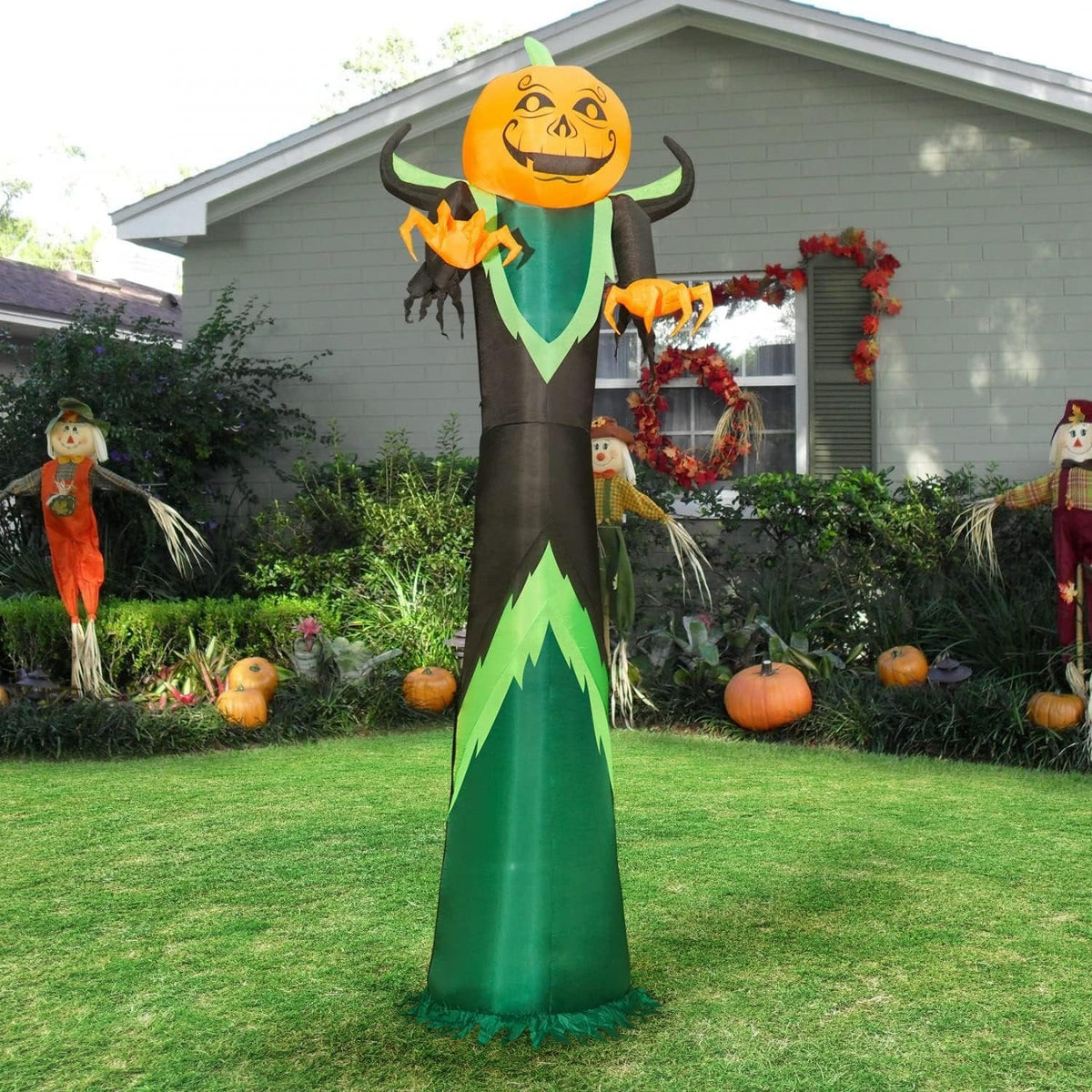 Halloween LED Giant Inflatable Pumpkin for Outdoor Decorations - 12FT Tall Pumpkin Head Man, Blow Up Halloween Decoration for Yard, Lawn, Garden Décor