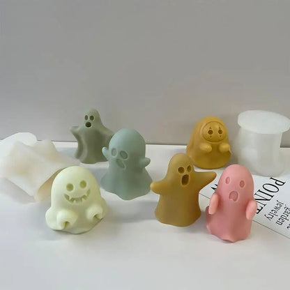 Halloween Ghost Silicone Mold - DIY Festival Party Fun Scented Resin Ornament Ghost Candle Mold for Home Decor