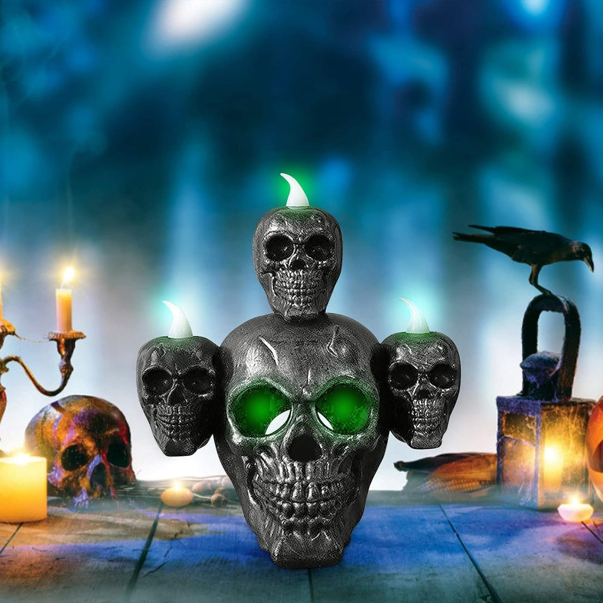 Halloween Skull Lamp Decoration - Electronic Pumpkin Candle Skull LED Light Festival Party Ornament
