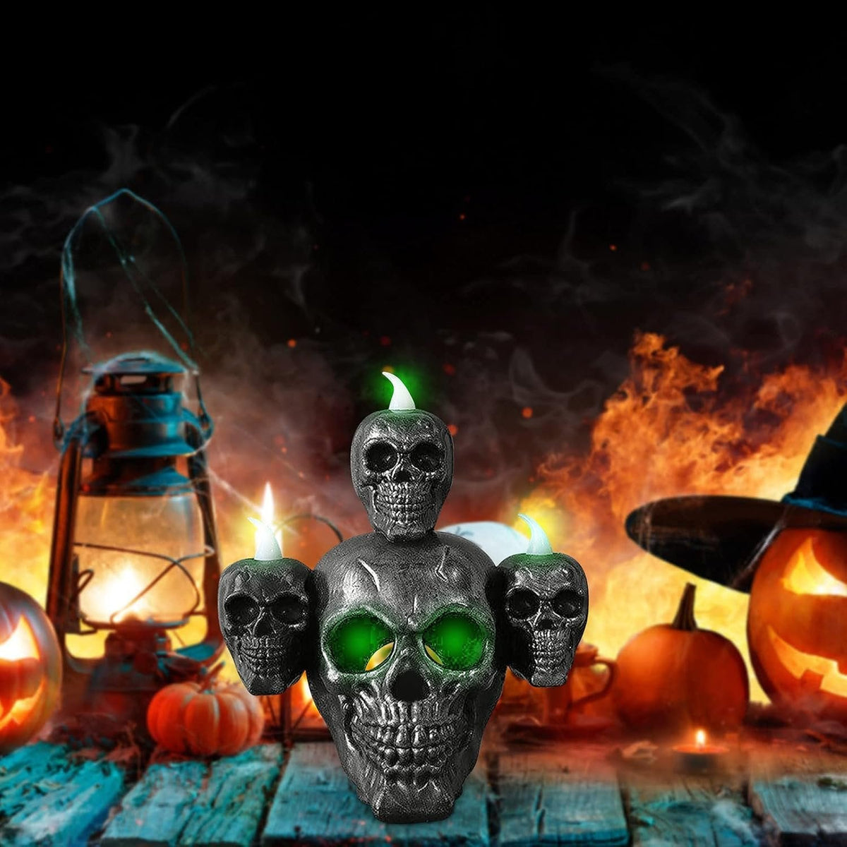 Halloween Skull Lamp Decoration - Electronic Pumpkin Candle Skull LED Light Festival Party Ornament