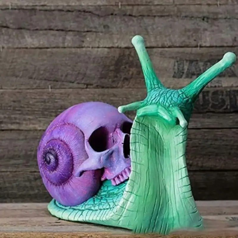 Halloween Snail Skeleton Skull - Statue Resin Horror Snail Sculpture Gothic Outdoor Garden Decoration Figurine