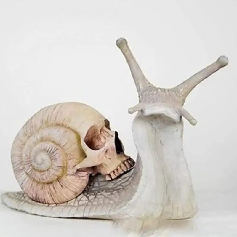 Halloween Snail Skeleton Skull - Statue Resin Horror Snail Sculpture Gothic Outdoor Garden Decoration Figurine