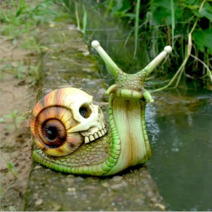 Halloween Snail Skeleton Skull - Statue Resin Horror Snail Sculpture Gothic Outdoor Garden Decoration Figurine