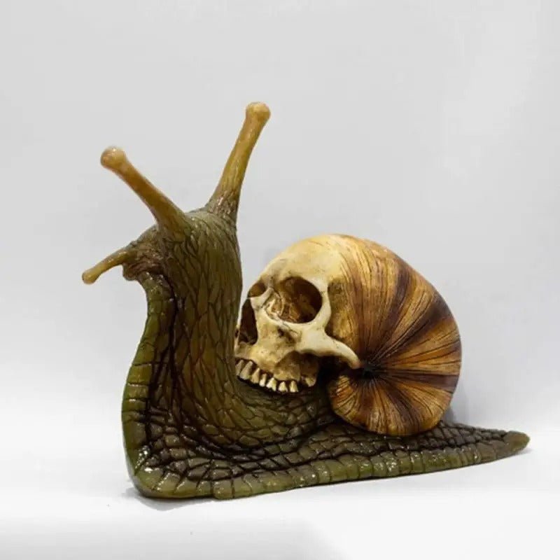 Halloween Snail Skeleton Skull - Statue Resin Horror Snail Sculpture Gothic Outdoor Garden Decoration Figurine