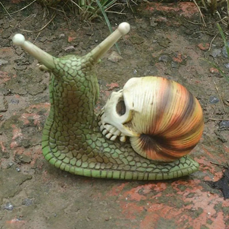 Halloween Snail Skeleton Skull - Statue Resin Horror Snail Sculpture Gothic Outdoor Garden Decoration Figurine
