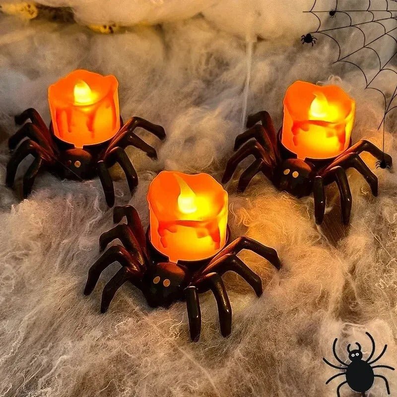 Halloween Spider Candlestick - Battery - Operated Flameless LED Halloween Candles
