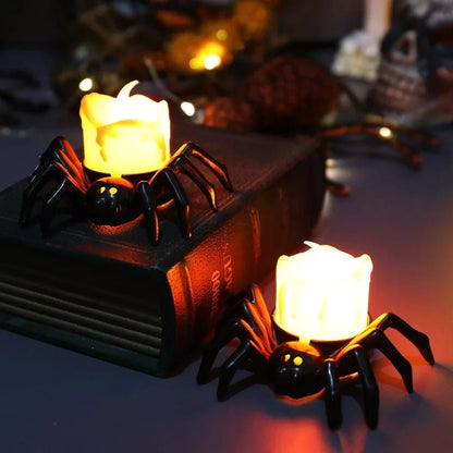 Halloween Spider Candlestick - Battery - Operated Flameless LED Halloween Candles